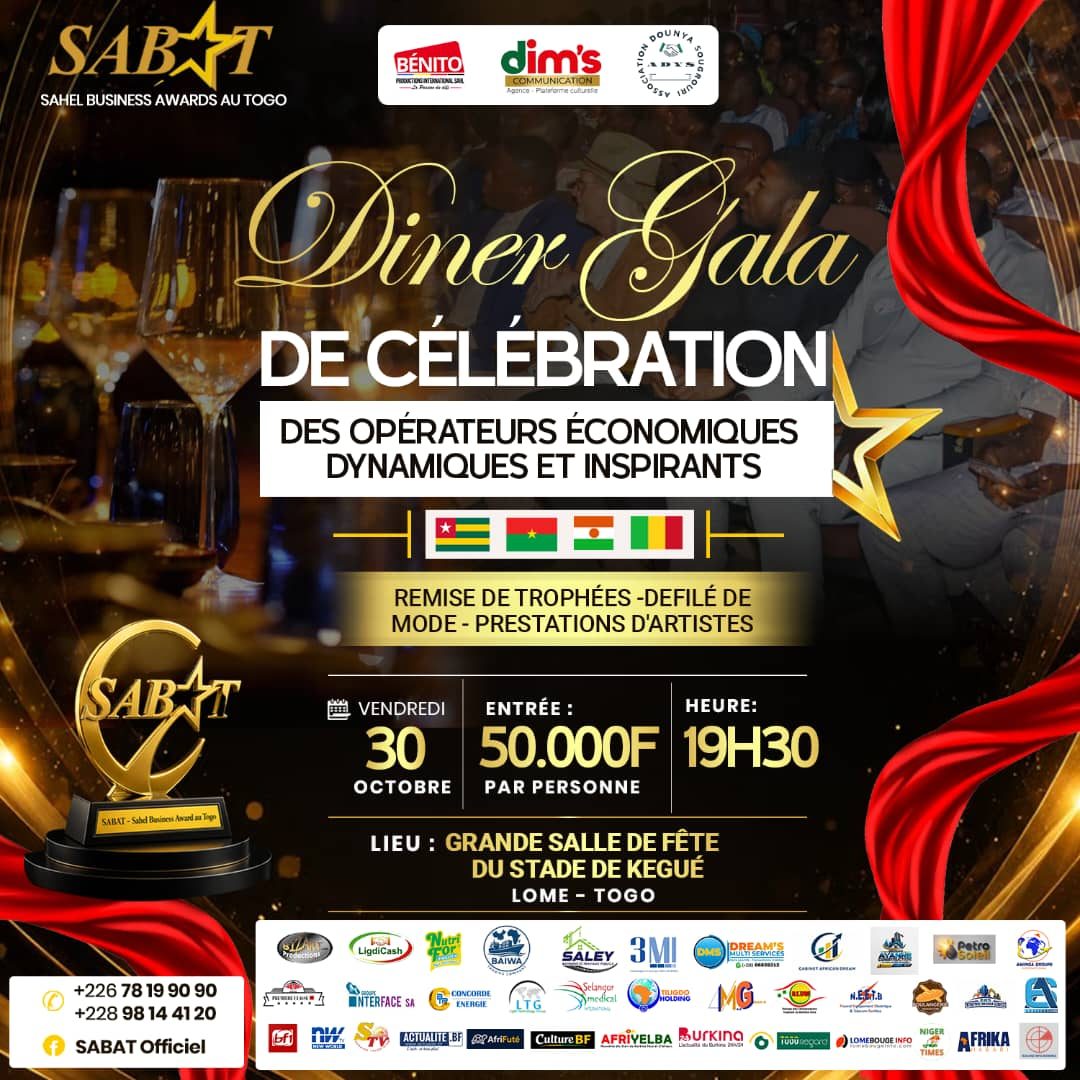 SABAT : Lomé accueille le Dîner de Gala de célébration des opérateurs économiques dynamiques et inspirants